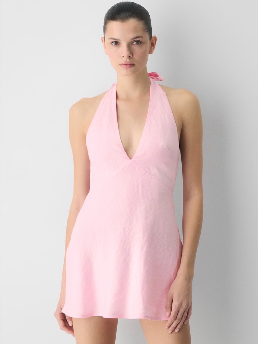 Aritzia Ten Nightscape Linen Halter Micro Dress